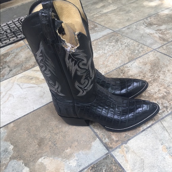 Hondo Caiman Leather Cowboy Boots Men’s 12D - Picture 6 of 10